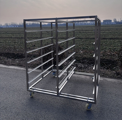 Polishing ukuran khusus stainless steel bakery trolley untuk baking