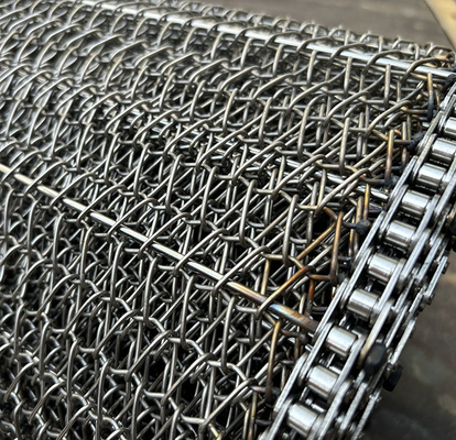 304 316 Stainless Steel Roller Chain Driven Conveyor Belt Untuk Deepfry