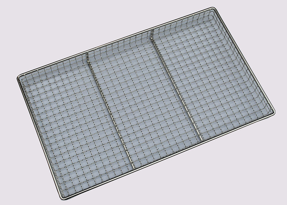 Resistensi suhu tinggi Ss Wire Mesh Tray BBQ Grill Elektro Polishing Perawatan permukaan