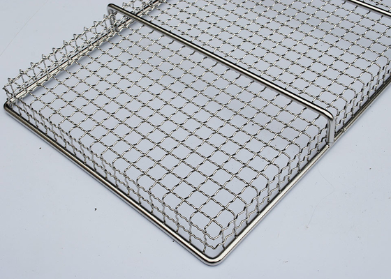Pengangkut beban yang kuat Stainless Steel Mesh Tray Untuk Oven 3-15mm Ukuran Lubang Ketahanan
