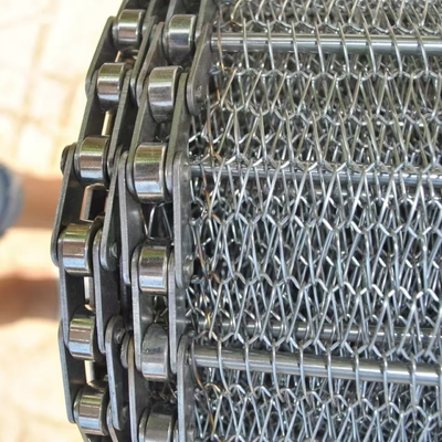 Panas tahan keseimbangan merata Ss Chain Link Conveyor Belt 1-3mm Chain Pitch