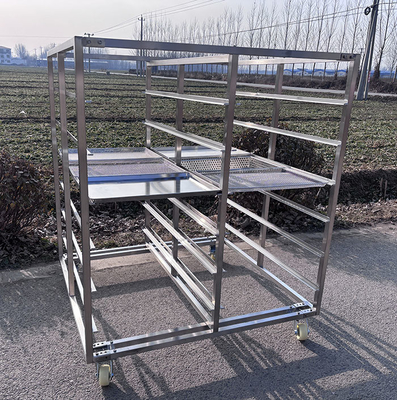 Baja tahan karat Polishing Bakery Rak Trolley Hand Karet Peralatan dapur