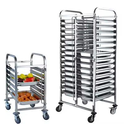 201 304 Baja tahan karat bakery oven trolley Untuk pembekuan ss tray trolley