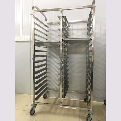 Tray stainless steel yang ramping dan modern Trolley untuk mesin roti toko roti Penggunaan komersial
