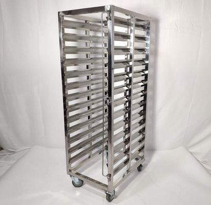 Baja tahan karat aluminium roti toko roti Trolley dilengkapi dengan 32Layers Tray Rack